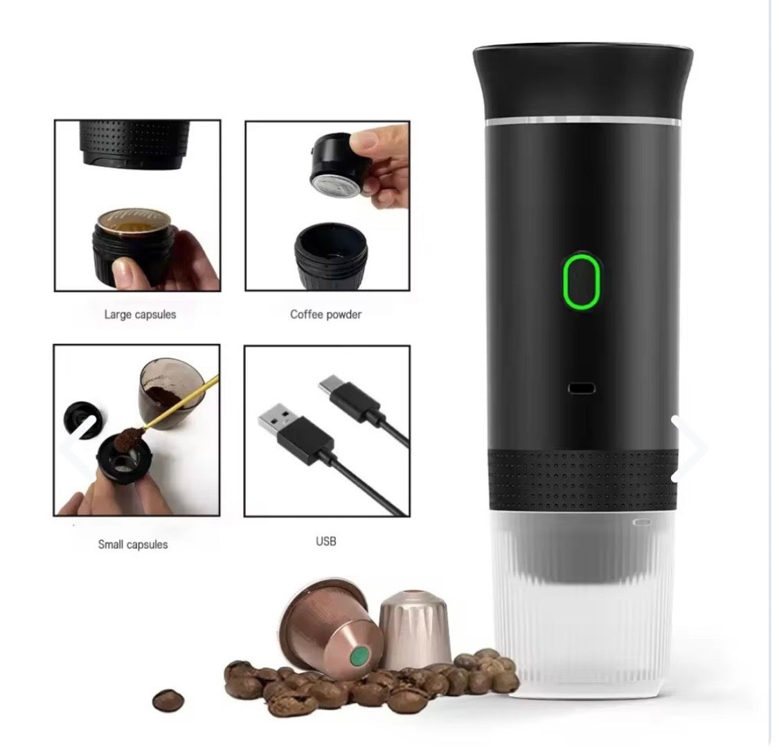 Cafetera Espresso Portátil Recargable USB para Cápsulas y Café Molido